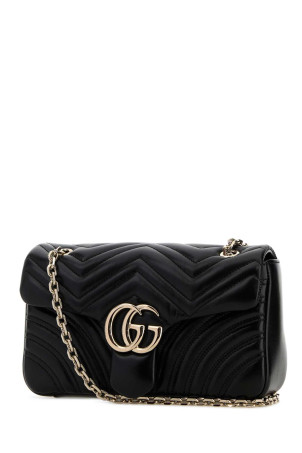 Black nappa leather medium GG Marmont shoulder bag Black GUCCI (837267AAE38)
