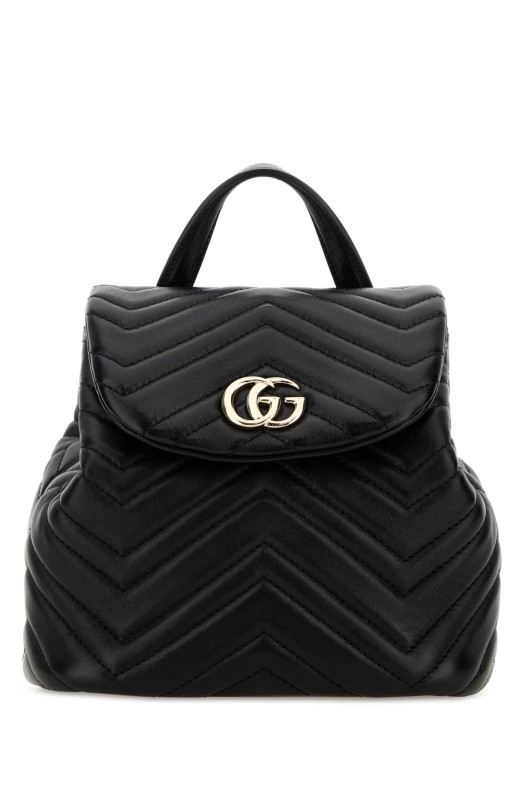 Black leather mini GG Marmont backpack Black GUCCI (855921AAFXD)