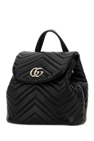 Black leather mini GG Marmont backpack Black GUCCI (855921AAFXD)
