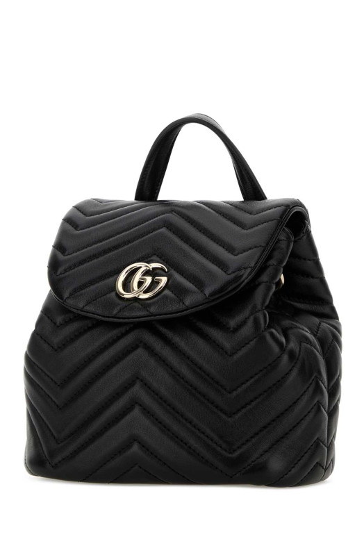 Black leather mini GG Marmont backpack Black GUCCI (855921AAFXD)