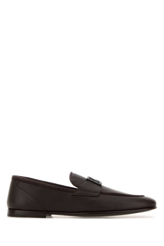 Dark brown leather Erice loafers DOLCE & GABBANA (A50462A6O70)
