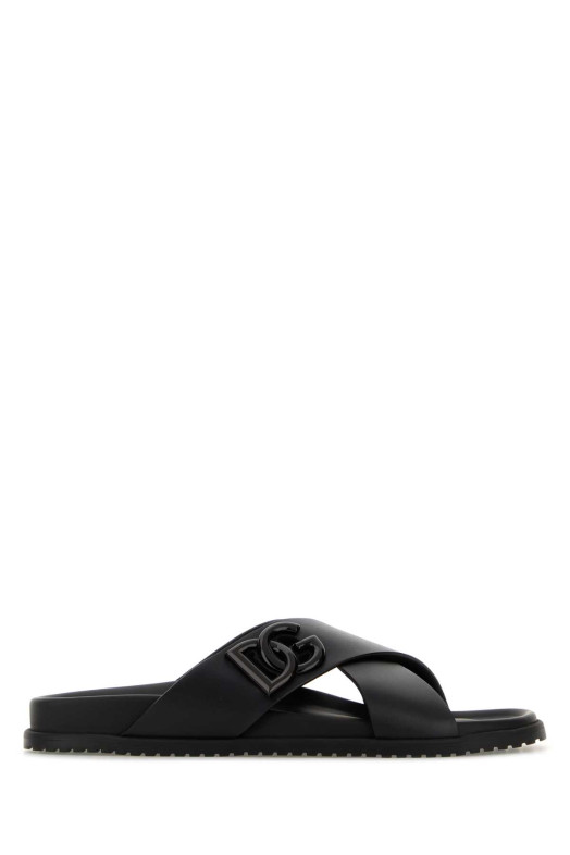 Black leather slippers Black DOLCE & GABBANA (A80525A9Q67)