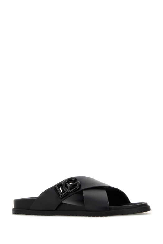 Black leather slippers Black DOLCE & GABBANA (A80525A9Q67)