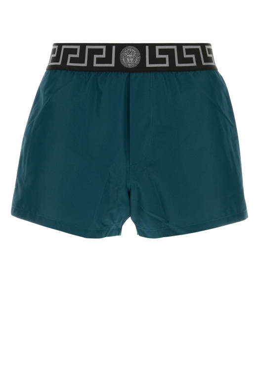 Denim blue polyester swimming shorts VERSACE (ABU010221A11120)