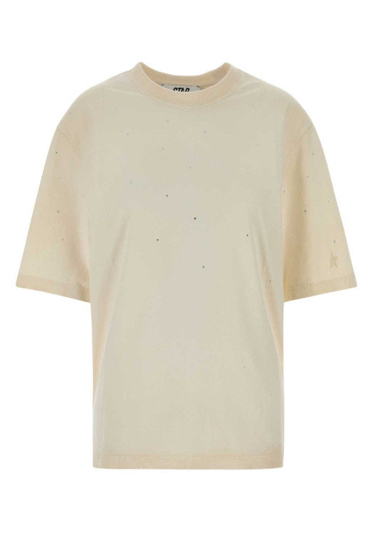 Cream cotton oversize t-shirt GOLDEN GOOSE DELUXE BRAND (GUP01873P002421)