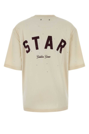 Cream cotton oversize t-shirt GOLDEN GOOSE DELUXE BRAND (GUP01873P002421)