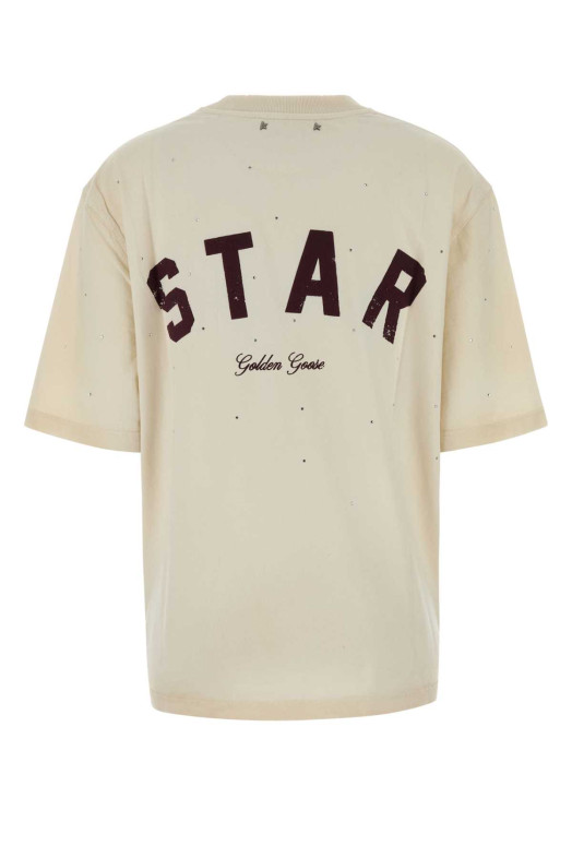 Cream cotton oversize t-shirt GOLDEN GOOSE DELUXE BRAND (GUP01873P002421)