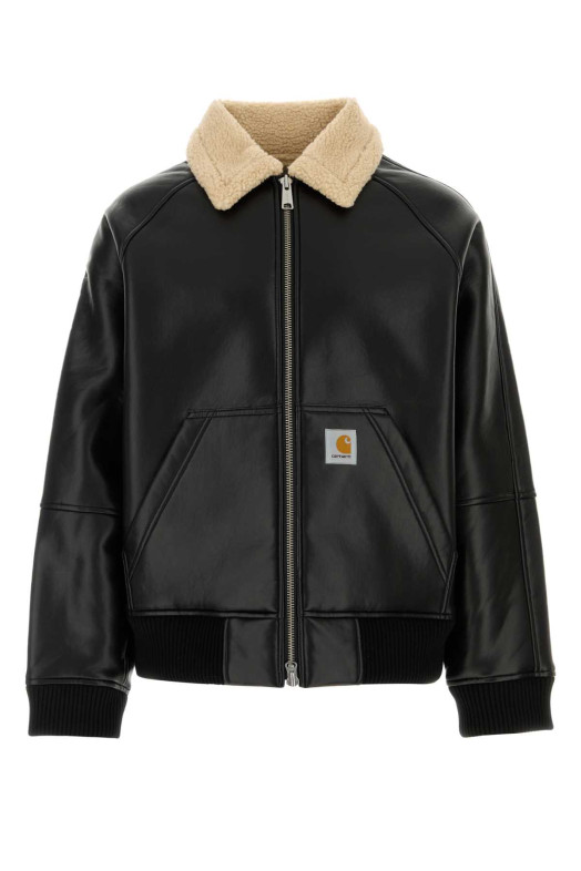 Black synthetic leather Shepton Jacket CARHARTT WIP (I035974)