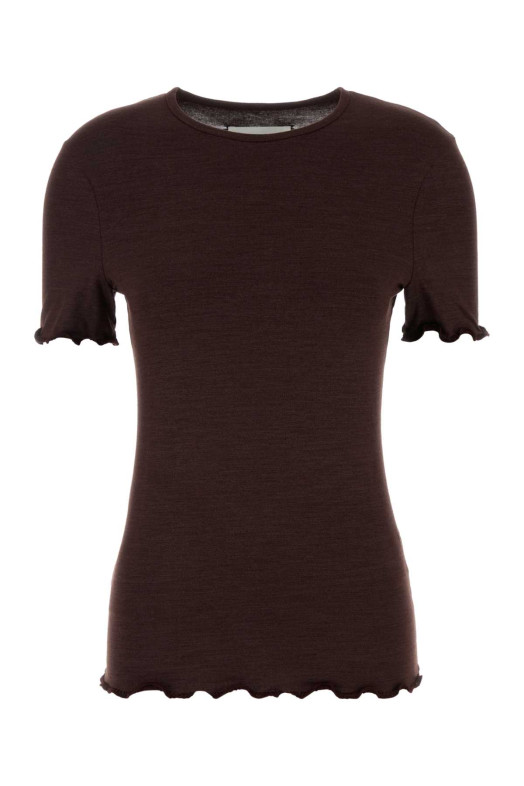 Aubergine stretch silk blend t-shirt JIL SANDER (J01NF0006J20341)