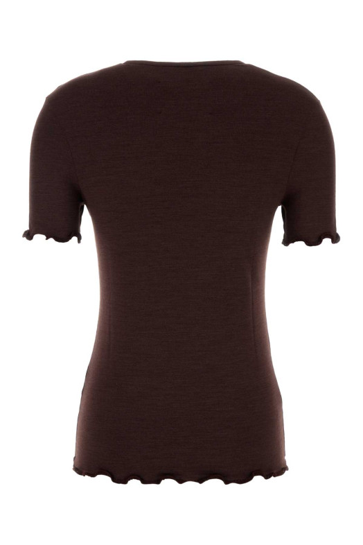 Aubergine stretch silk blend t-shirt JIL SANDER (J01NF0006J20341)