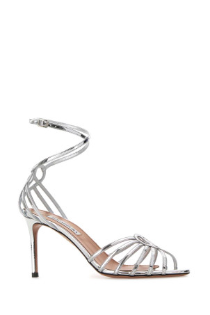 Silver leather Sweetheart sandals Silver AQUAZZURA (SWHMIDS0SSY)