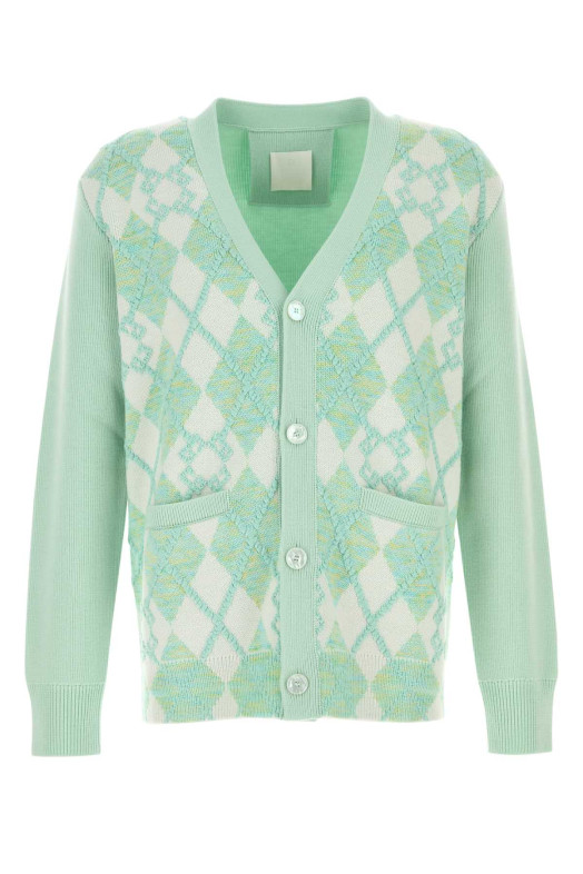 Pastel green wool blend cardigan GIVENCHY (BM90TJ4YL0)
