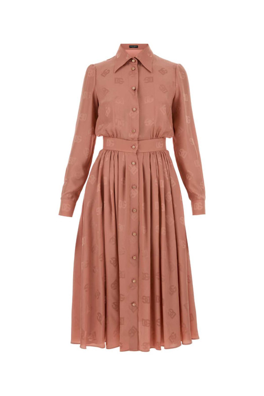 Antiqued pink silk shirt dress DOLCE & GABBANA (F6ARQTGDCVH)