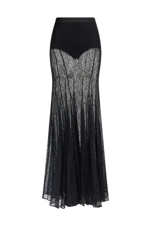 Lace long skirt Black