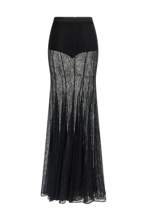 Lace long skirt Black
