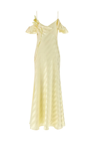 'Satin Striped' long dress Yellow