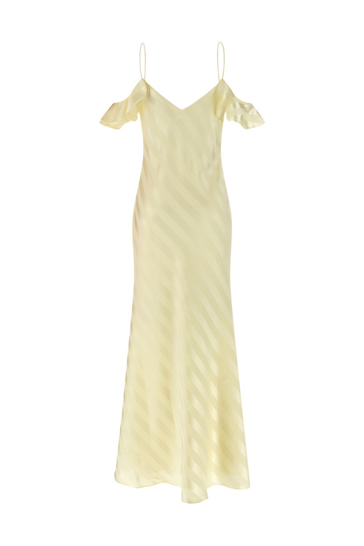 'Satin Striped' long dress Yellow