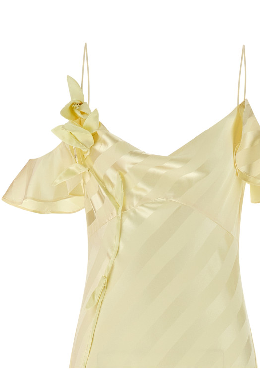 'Satin Striped' long dress Yellow
