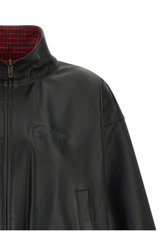 Reversible leather jacket Black