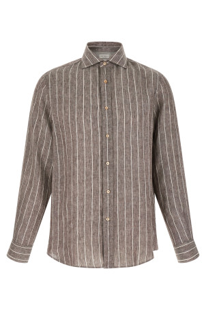 Pinstriped canvas shirt Brown