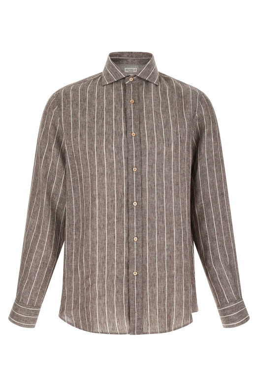 Pinstriped canvas shirt Brown