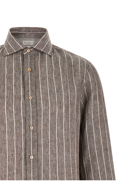 Pinstriped canvas shirt Brown