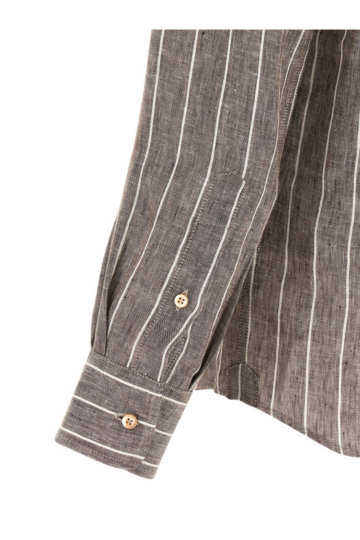Pinstriped canvas shirt Brown