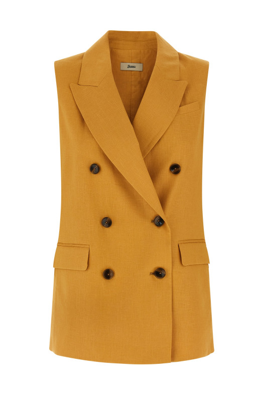 Linen vest Yellow