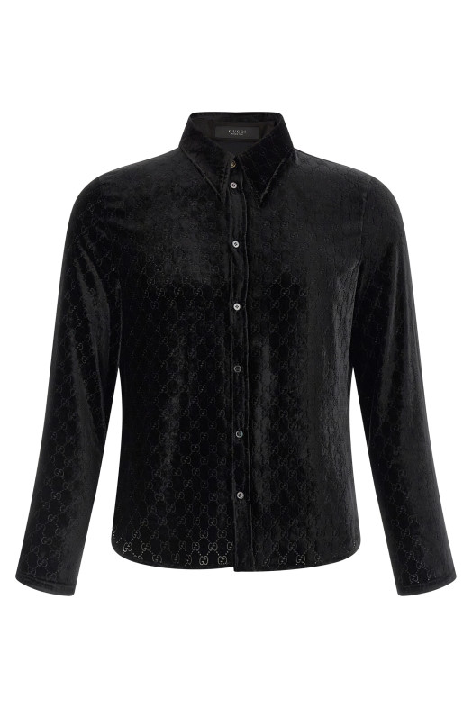 'GG' velvet shirt Black