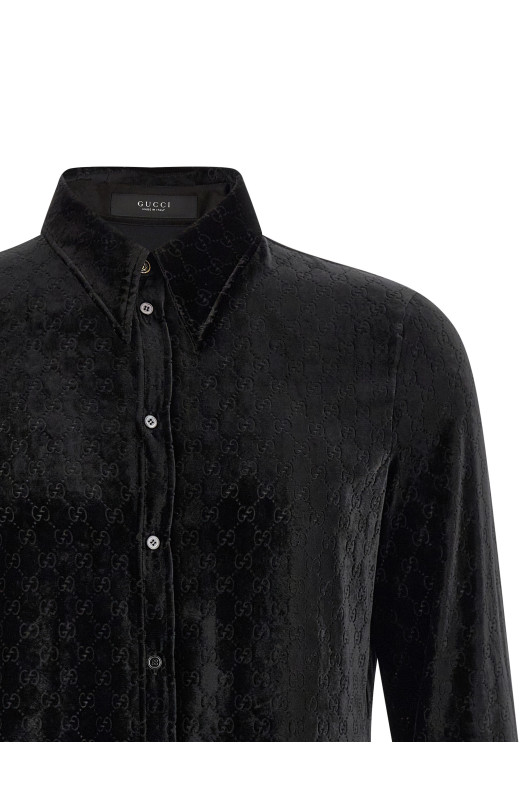 'GG' velvet shirt Black