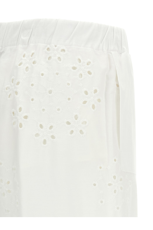 'Broderie Anglaise' pants White