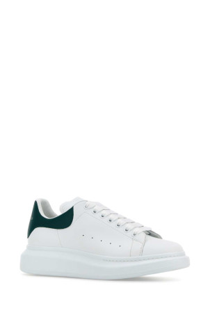 White leather sneakers with dark green leather heel ALEXANDER MCQUEEN (553680WIAEE)