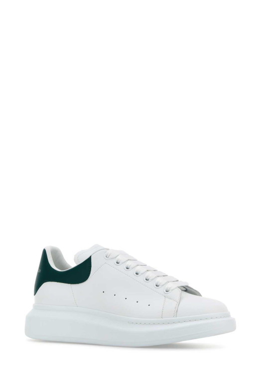 White leather sneakers with dark green leather heel ALEXANDER MCQUEEN (553680WIAEE)