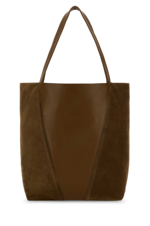 Brown leather and suede ChloÃ¨ Spin shopping bag CHLOE (CH25WS811Q76)