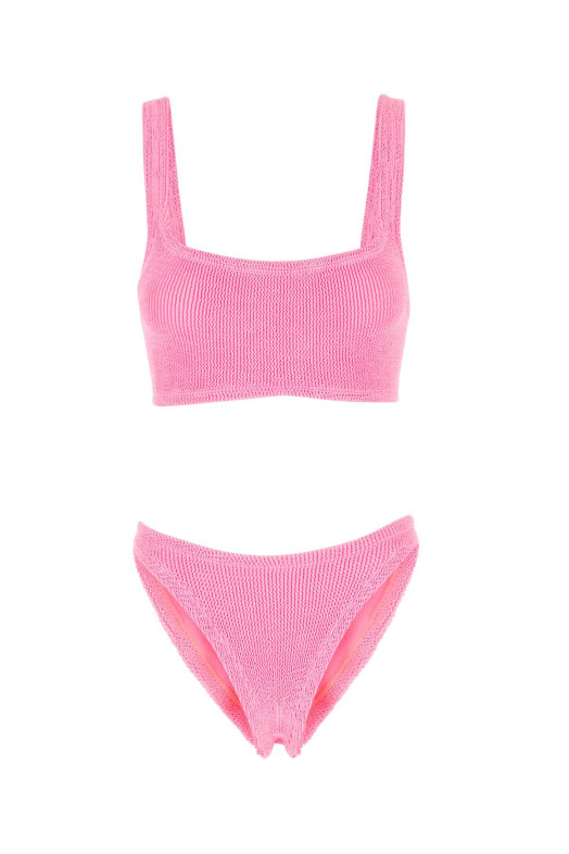 Fluo pink stretch nylon bikini Powdery HUNZA G (XANDRABIKINI)
