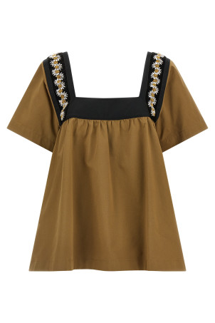 Embroidery top Beige