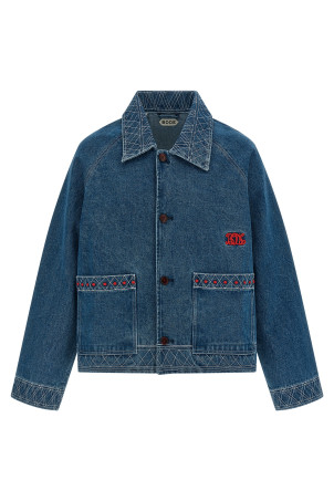 Embroidery denim jacket Blue