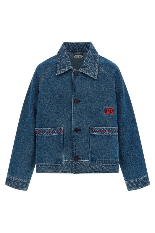 Embroidery denim jacket Blue