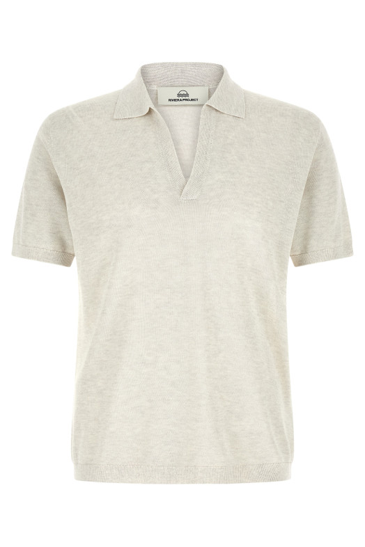 Open collar polo shirt Gray