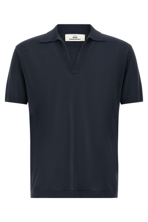 Open collar polo shirt Blue