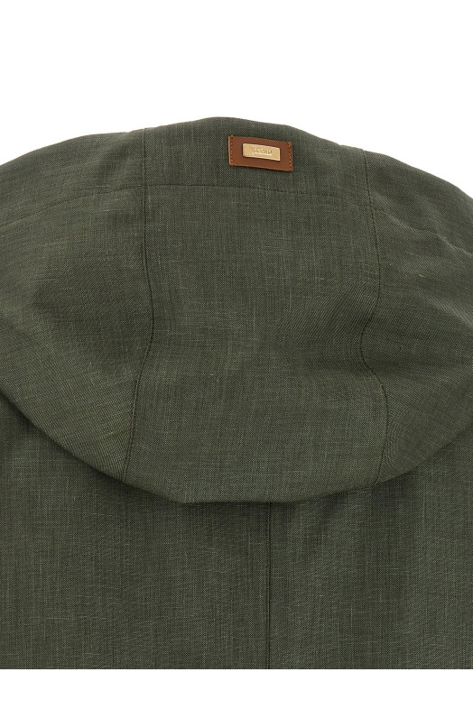 Linen raincoat Green