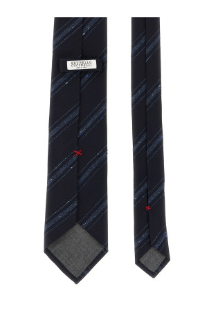 Flamed stripe tie Blue