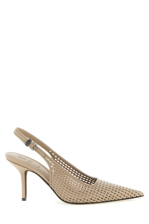 Net calf slingback Beige