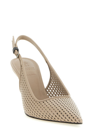 Net calf slingback Beige