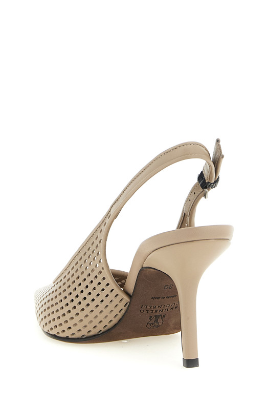 Net calf slingback Beige