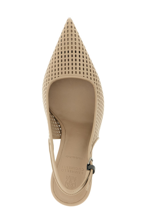 Net calf slingback Beige