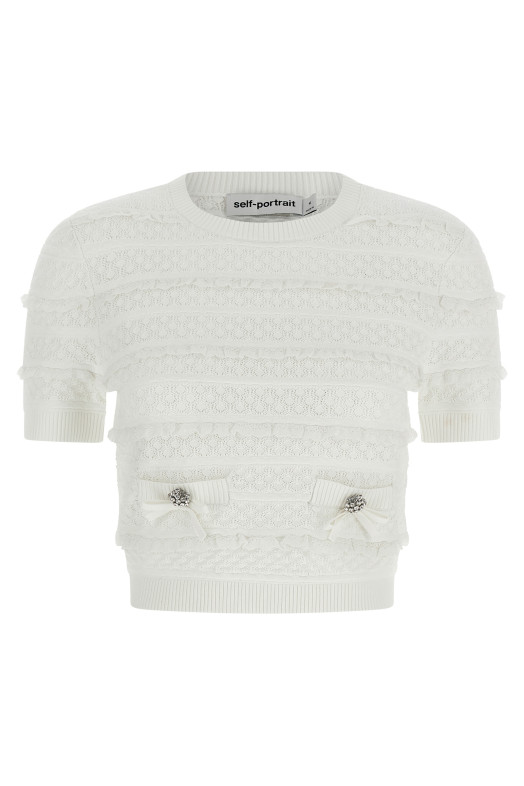'Pointelle knit' top White