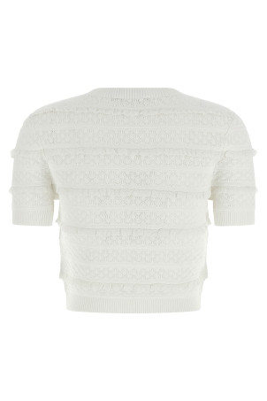 'Pointelle knit' top White