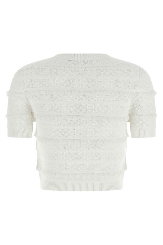 'Pointelle knit' top White