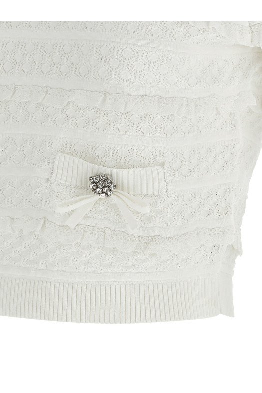 'Pointelle knit' top White
